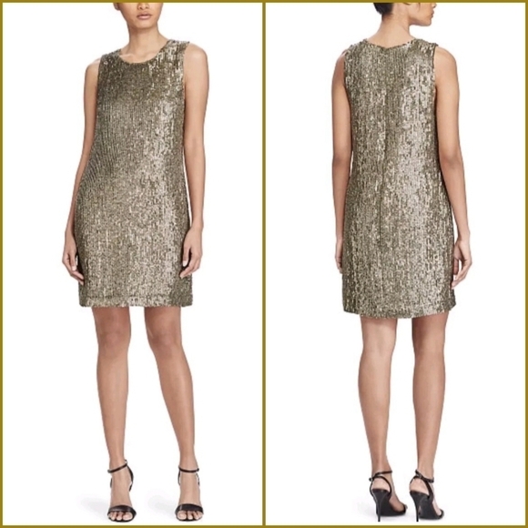 NWT Polo Ralph Lauren New Olive Gold Cocktail Dress - Picture 1 of 9